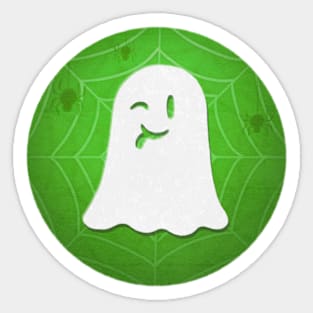 Cute Ghost - green spiderweb Sticker